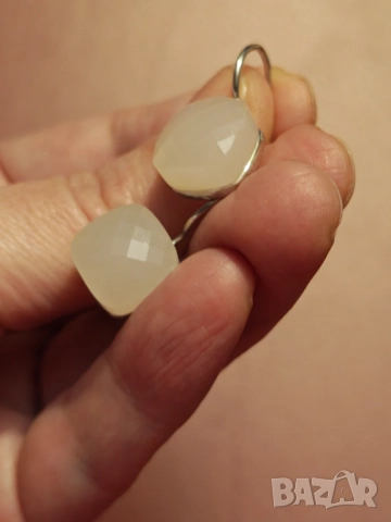Масивни сребърни обеци с розов кварц , снимка 5 - Обеци - 52469378