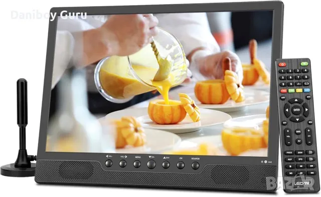 KCR 14,0-инчов цифров DVB-T2 преносим телевизор тв tv акумулаторна батерия, HDMI, USB порт, , снимка 1