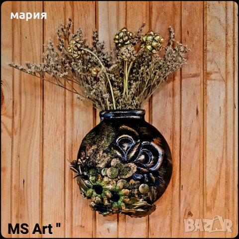 Ваза за стена #mixedmedia! Ръчна изработка!, снимка 4 - Вази - 30253022