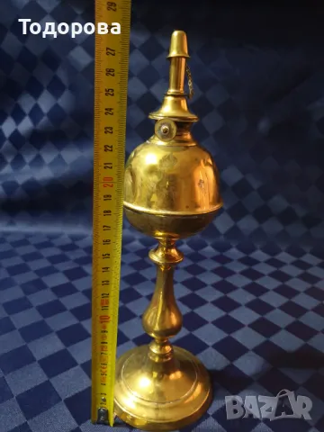 Елегантна месингова лампа с форма на свещник, снимка 5 - Антикварни и старинни предмети - 49424115