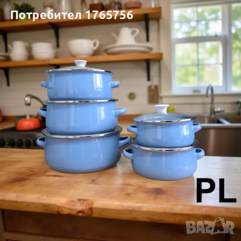 комплект 5 броя тенджери +5 броя стъклени купи с капак, снимка 2 - Съдове за готвене - 53034068