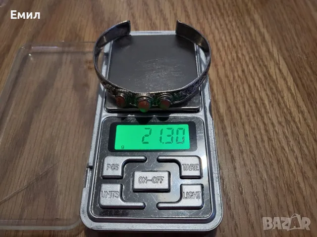 Антикварна сребърна гривна с корали, снимка 6 - Колекции - 49027261