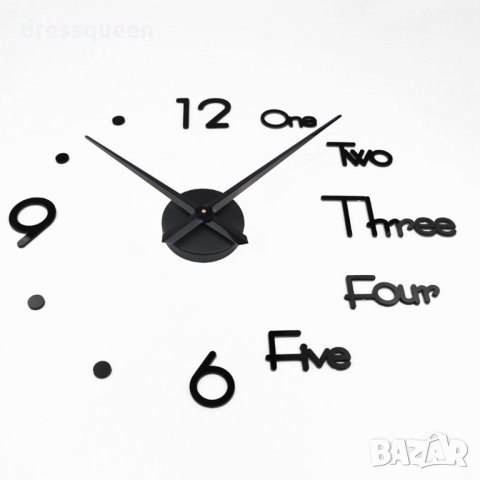  4246 Самозалепващ се стенен 3D часовник, снимка 4 - Стенни часовници - 30531213