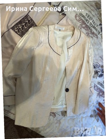 Официален Костюм сако и блуза с къс ръкав+подарък лилава пола дълга към него, снимка 4 - Костюми - 29431322
