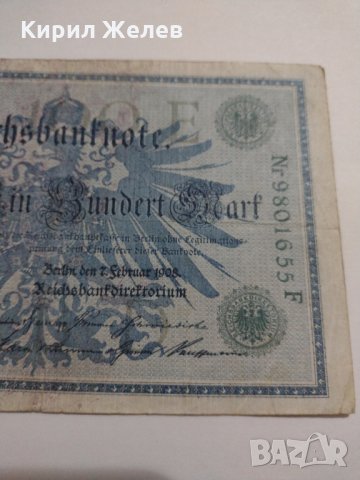 Райх банкнота - Германия - 100 марки / 1908 година- 17944, снимка 4 - Нумизматика и бонистика - 31034847