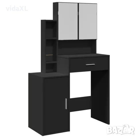 vidaXL Тоалетка с шкаф, черна, 80x35x132 см（SKU: 848235）