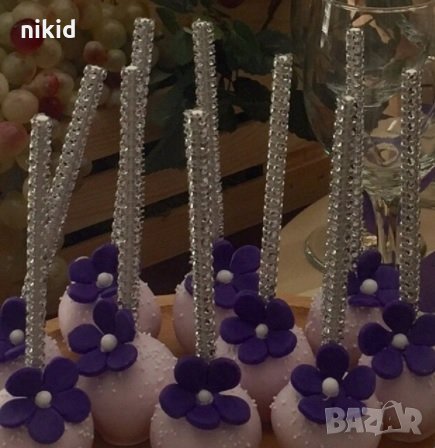 10 бр клечки за близалки с камъчета лолипопс cake pops кейк попс, снимка 2 - Други - 35053248