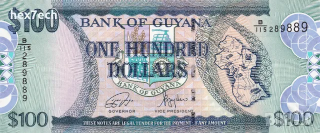 ❤️ ⭐ Гвиана 2005-2022 100 долара UNC нова ⭐ ❤️, снимка 2 - Нумизматика и бонистика - 47420229