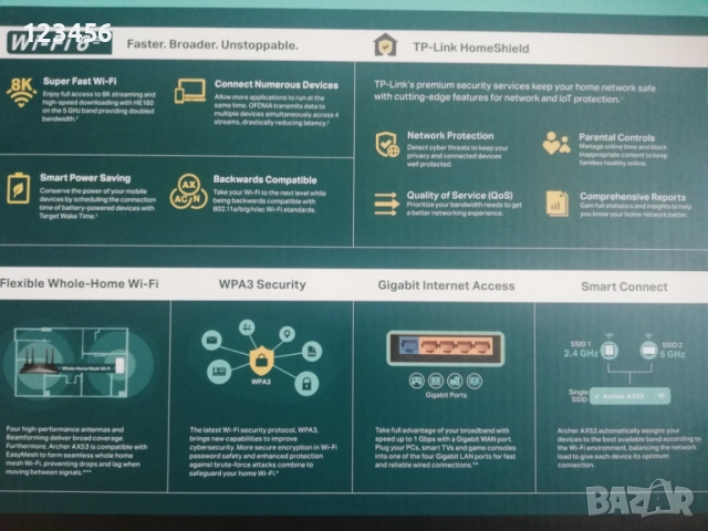 TP-Link Wi-Fi 6 Router, снимка 2 - Рутери - 52896315