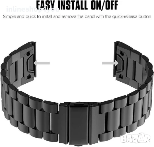 Метална Стоманена Верижка за Garmin Fenix 8 | 7X | 6X | 5X Pro Solar Sapphire, снимка 4 - Смарт гривни - 51152104