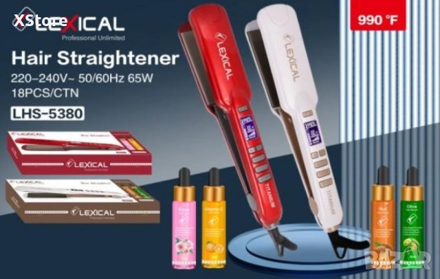 Преса за коса Lexical с подарък 2 шишента серум за коса с витамин C, снимка 2 - Преси за коса - 52593796