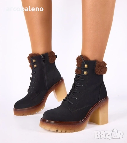 Дамски боти до глезена с козина в горната част Alona, 2цвята , снимка 7 - Дамски боти - 53066989