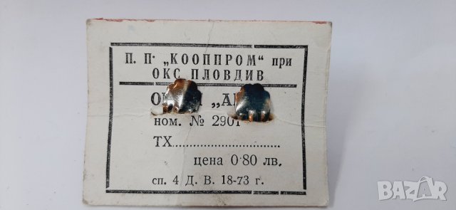 Стари неизползвани обеци "Кооппром" от 1973 г. (1.4), снимка 3 - Обеци - 35006006