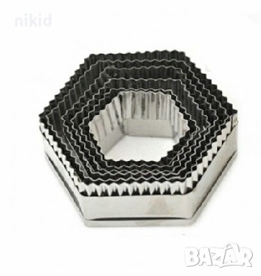 6 бр шестоъгълник шестоъгълници метални  форми резци рамки резец форма за сладки , снимка 2 - Форми - 36815574