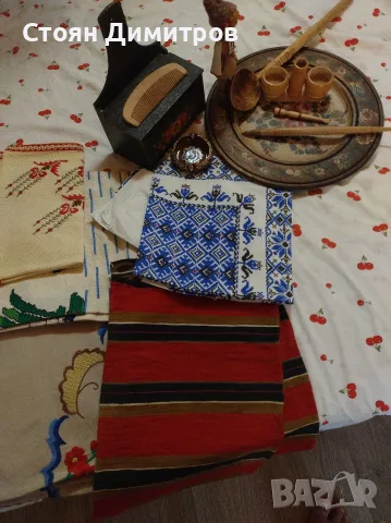 Стари-нови старинки, здрави,покривки,дървена рисувана чиния,лъжица,вретено,солница,кутия рисувана кр, снимка 7 - Колекции - 55717296