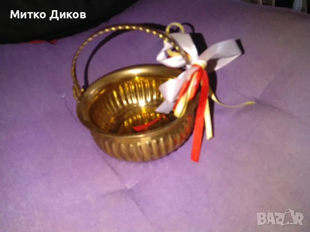 Месингова подаръчна кошничка фи 12см Индия, снимка 2 - Декорация за дома - 47440815