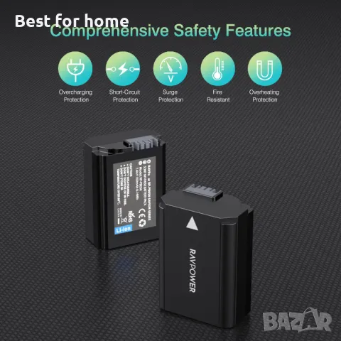  Комплект зарядно устройство с батерии за фотоапарат Ravpower, снимка 5 - Батерии, зарядни - 49823994