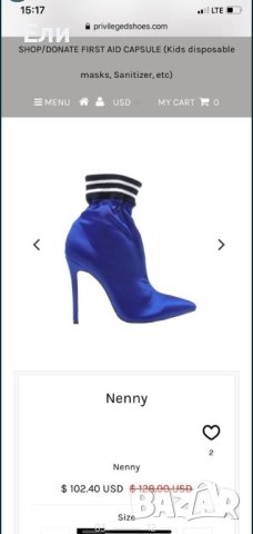 Сатенени сини боти 36, снимка 4 - Дамски боти - 42261053