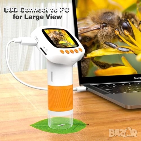 Нов Детски микроскоп с USB връзка LED осветление видео функция Играчка, снимка 6 - Образователни игри - 51897807