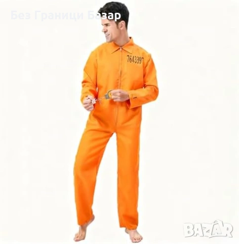 Нов Карнавален затворнически гащеризон с номер за възрастни парти Хелоуин, снимка 2 - Други - 53917565