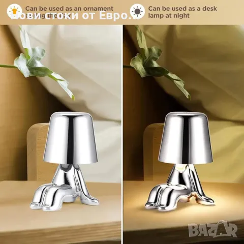 Нощна лампа със сензорно управление, декоративна сребърна статуя на мислителя, LED настолна лампа, снимка 6 - Настолни лампи - 48352281