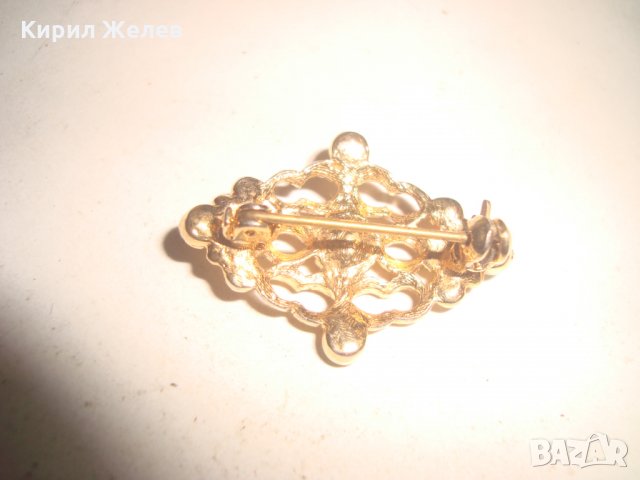 ПОЗЛАТЕНА РЕТРО БРОШКА с ИНКРУСТИРАНИ КАМЪНИ 17633, снимка 4 - Антикварни и старинни предмети - 31247371