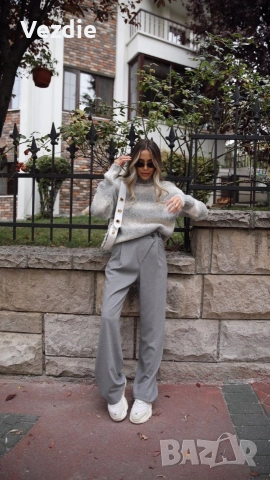 Сив дамски пуловер, снимка 3 - Блузи с дълъг ръкав и пуловери - 53256081