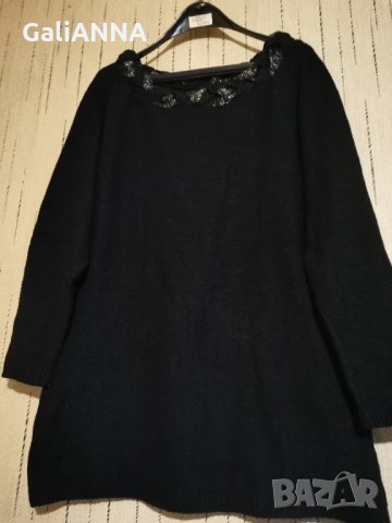 СТРАХОТНА ТУНИКА ПЛЕТИВО С ЕФЕКТНА ЯКА 2XL, снимка 4 - Блузи с дълъг ръкав и пуловери - 35268276