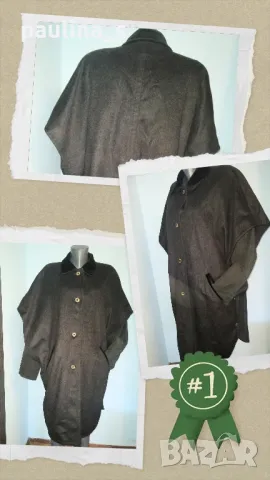 Палто - пелерина от вълнен плат с косъм