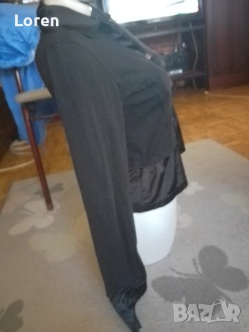 Подарявам!Черна ризка от плат и сатен , снимка 3 - Ризи - 44327710