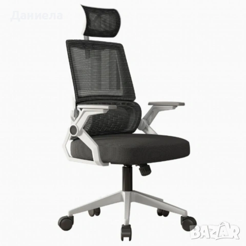 Ергономичен офис стол с лумбална опора – Бял, до 250 кг, регулируем