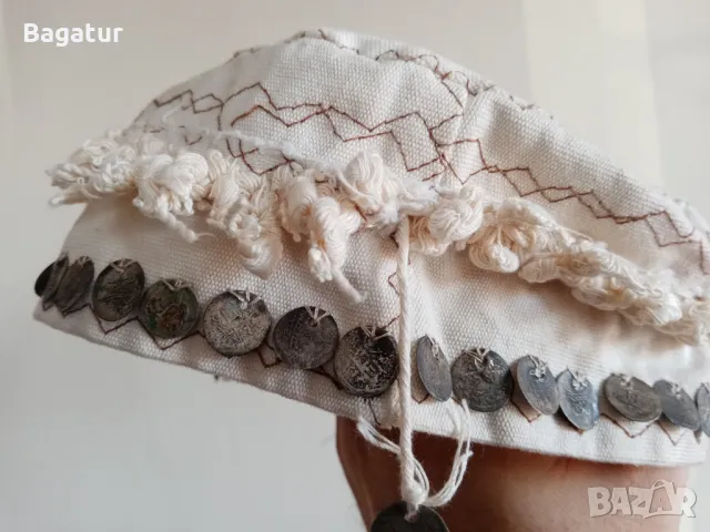 Етно шапка,носия,бронз,сребро,кърпа,накит,монети,Боне,таке,фесче , снимка 5 - Антикварни и старинни предмети - 49177141