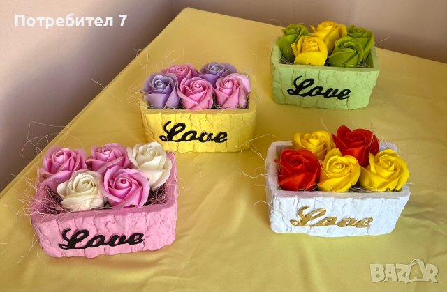 Кашпи с ароматни сапунени рози, снимка 2 - Подаръци за жени - 44222905