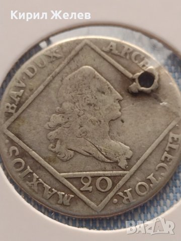Сребърна монета 20 кройцера 1772г. Максимилиан Йозеф Амберг Бавария 13726, снимка 2 - Нумизматика и бонистика - 42847082
