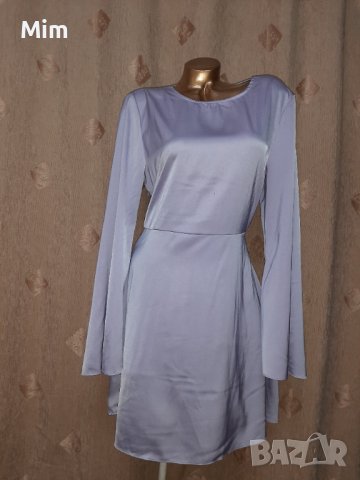 М/L Сатенена светло лилава рокля с гол гръб , снимка 3 - Рокли - 40476391
