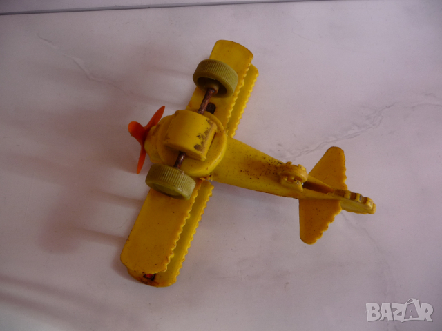 Ikar 7 стара играчка самолетче SP-PBK самолет крила перка Жълт, снимка 6 - Колекции - 44519156