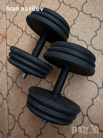 Разглобяеми гумени дъмбели 2x18 kg, снимка 5 - Фитнес уреди - 52583264