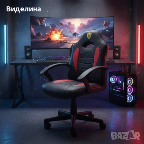 Детски геймърски офис стол – Спортен дизайн, ергономичен и регулируем