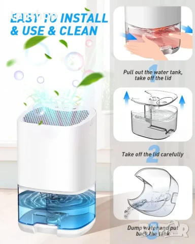 НОВ влагоабсорбатор / влагоуловител 1 литър humpun H2102 автоматичен с таймер, снимка 3 - Влагоабсорбатори и влагоуловители - 50529464