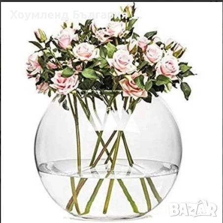 Стъклена ваза с кръгла форма, снимка 2 - Вази - 54331347