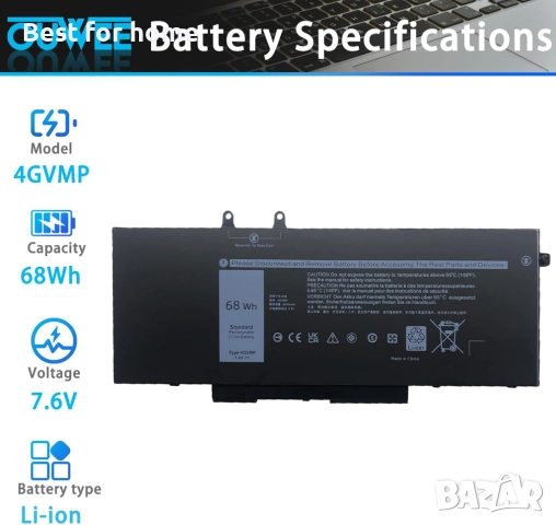 Батерия за лаптоп 4GVMP, съвместима с Dell Latitude 5, снимка 2 - Батерии за лаптопи - 52706616