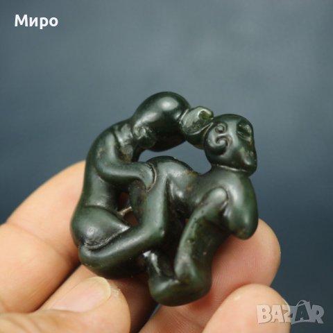 НЕФРИТ СТАТУЕТКА ТАЛИСМАН АМУЛЕТ ЕРОТИКА ЕРОТИЧНА СЦЕНА , снимка 6 - Антикварни и старинни предмети - 40737351