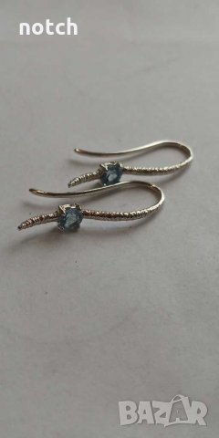 Обеци бяло злато с естествен топаз