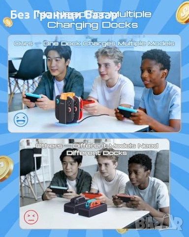 Нов док Nintendo Switch 2 / OLED зарядна станция за 6 контролера RGB за геймъри игри, снимка 4 - Други игри и конзоли - 54092473