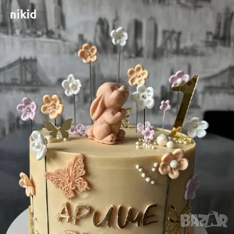 3d Заек зайче с вирнато носле затворени очи силиконов молд форма фондан шоколад гипс свещ декор, снимка 10 - Форми - 54197895