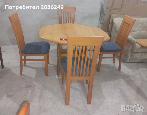 Комплект масивна разтегателна маса с 4 стола, снимка 3 - Маси - 53249835