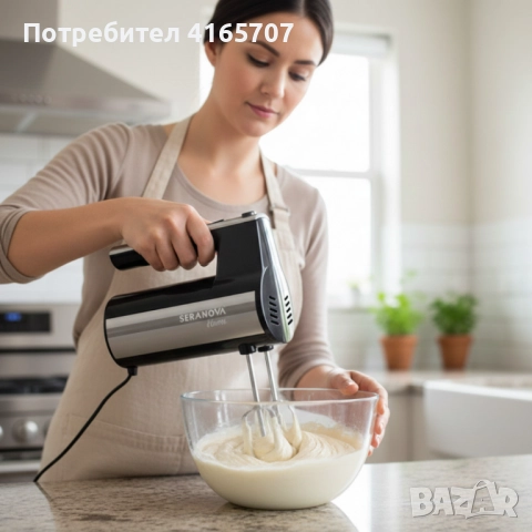 Кухненски миксер SERANOVA Home – Метални бъркалки, лек и мощен, снимка 3 - Миксери - 52665424