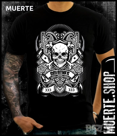 Черна тениска с щампа SKULL 333