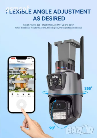 Камера с два обектива 6mpx, следене на движение, звукова и светлинна сигнализация, снимка 2 - IP камери - 50301278