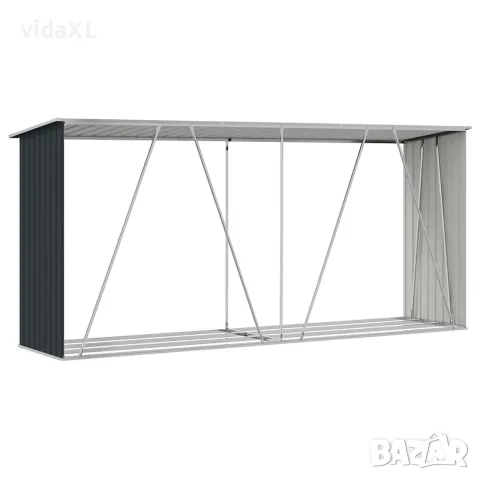 vidaXL Навес за дърва, поцинкована стомана, 330x84x152 см, антрацит, снимка 8 - Дърва за огрев - 56147674